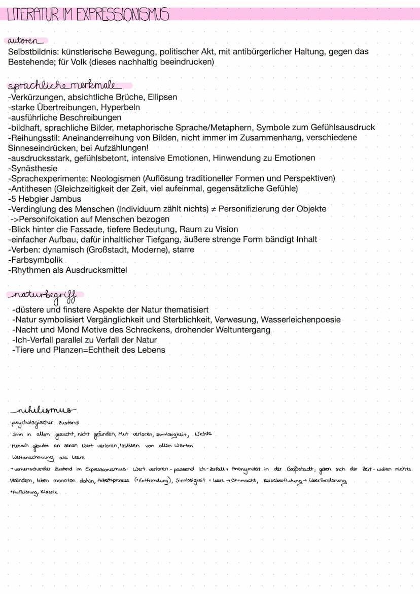 EXPRESSIONISMUS.
allgemein
-ca. 1905-1925/ 1910-1920 (Zeit vor und nach dem Ersten Weltkrieg, Industrialisierung)
-gesellschaftliche Verände