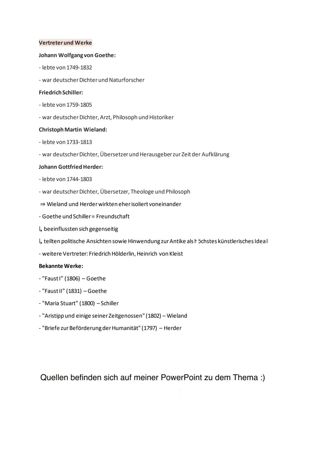 # Weimarer Klassik

Definition

- Epoche lässt sich in zwei Zeitabschnitte einteilen:
- 1786-1832
- beginnt nach Goethes erster Italienreise
