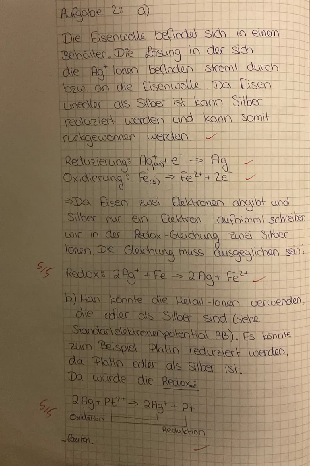 Chemie klausur
Aufgabe 18 a)
Redox potentiale :
3+
Fe (aq) + e → Fe ² (aq)
2+
Cu
(aq) + 2e → Cu (s)
E. (Fe²1²) - E. (Cul Cu²+) & Ansalz
↑
Î

