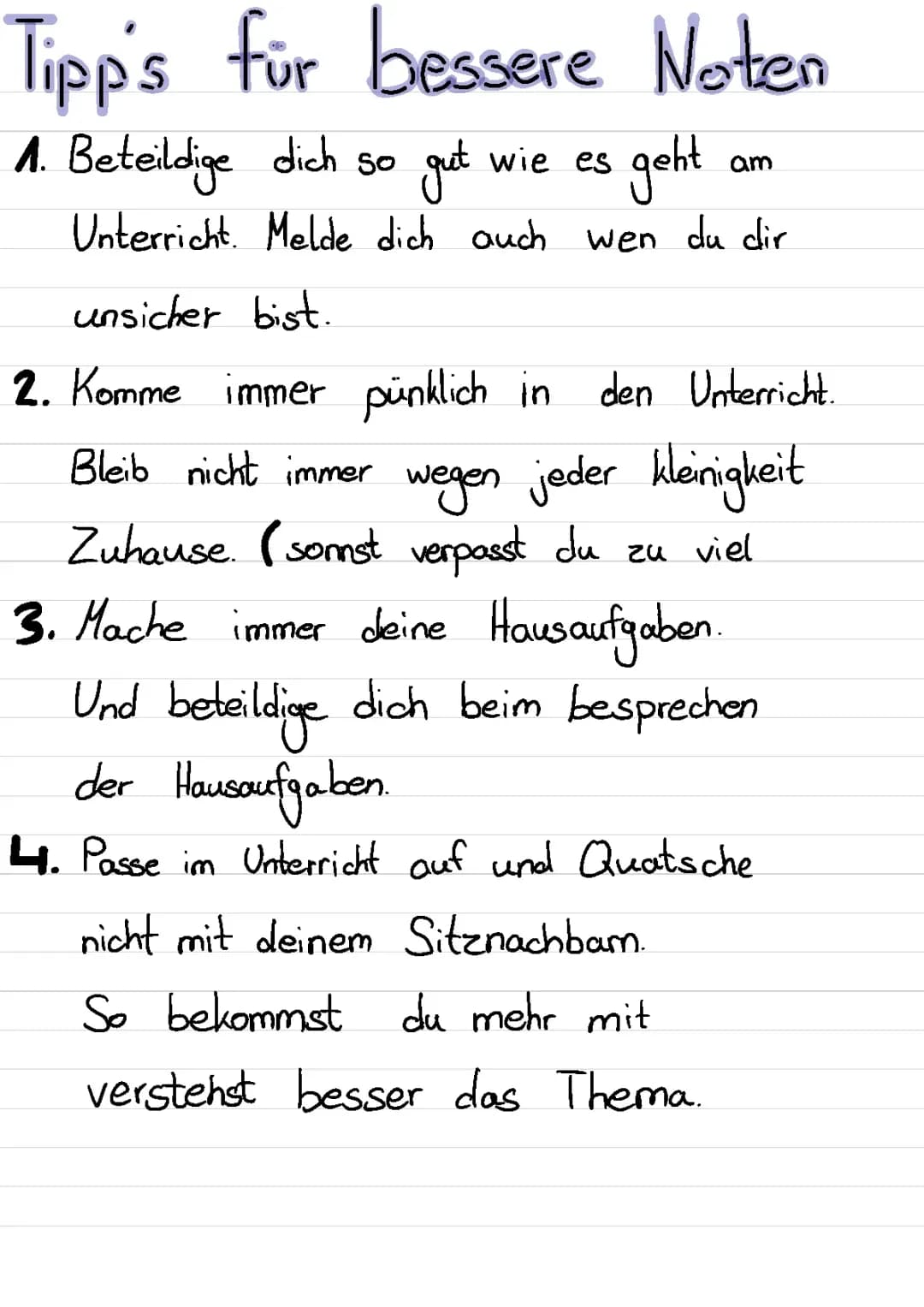 Tipps für bessere Noten in der Schule