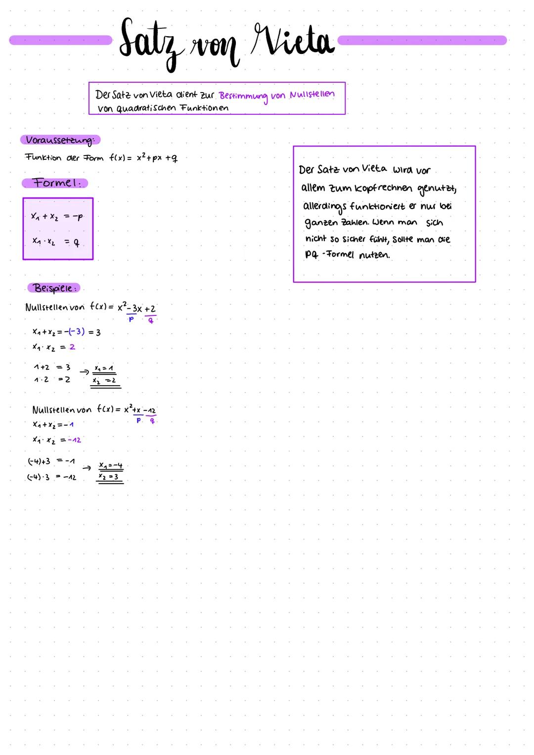 Der Satz von Vieta – Grundlagen und Beispiele