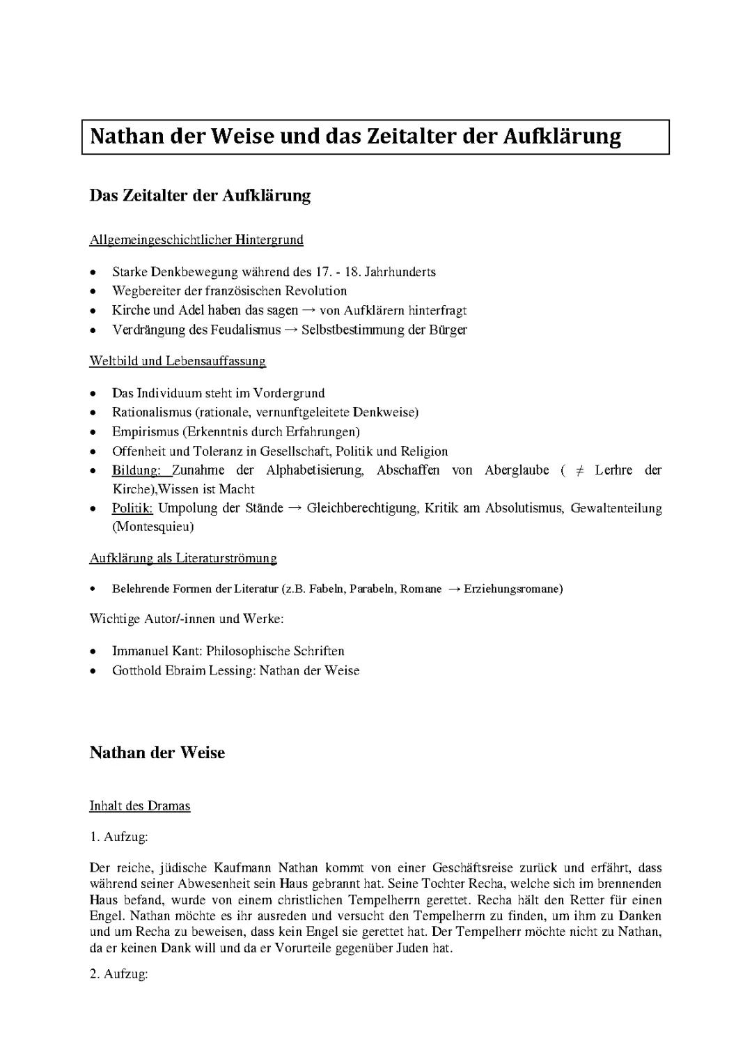 Nathan der Weise: Was hat das mit der Aufklärung zu tun? - Kurz und einfach erklärt