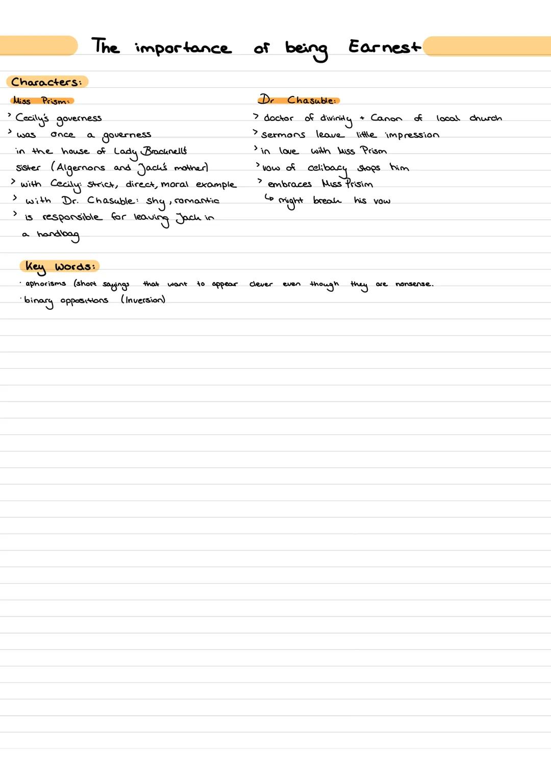 Genre: play
First performance: 1895
Themes: Victorian society, identity and
>
Umbrella sentence:
The
play
the story
has invented
London, Jac