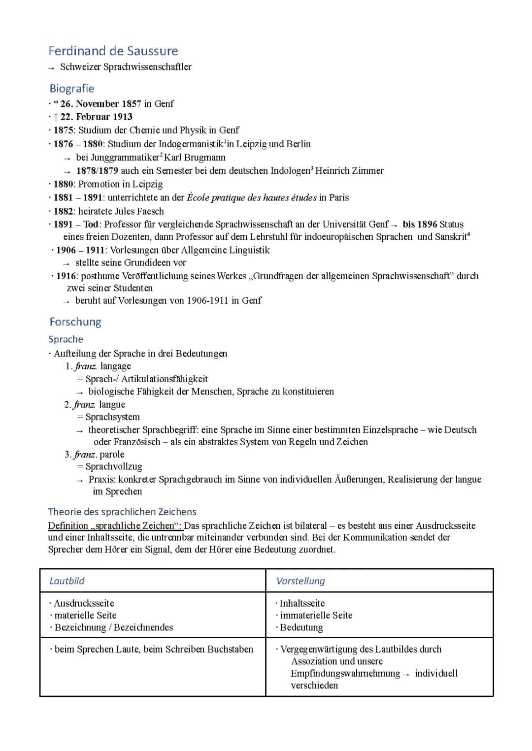 Ferdinand de Saussure: Zeichenmodell und Sprachtheorie einfach erklärt für Kinder