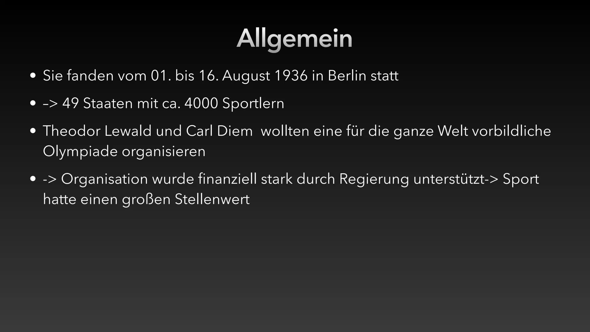 Die Olympischen Sommerspiele 1936
in Berlin
David und Ann-Sophie Allgemeine Fakten
• Die Boykottbewegung
• Ziele der Ns
• Jesse Owens
• Hele