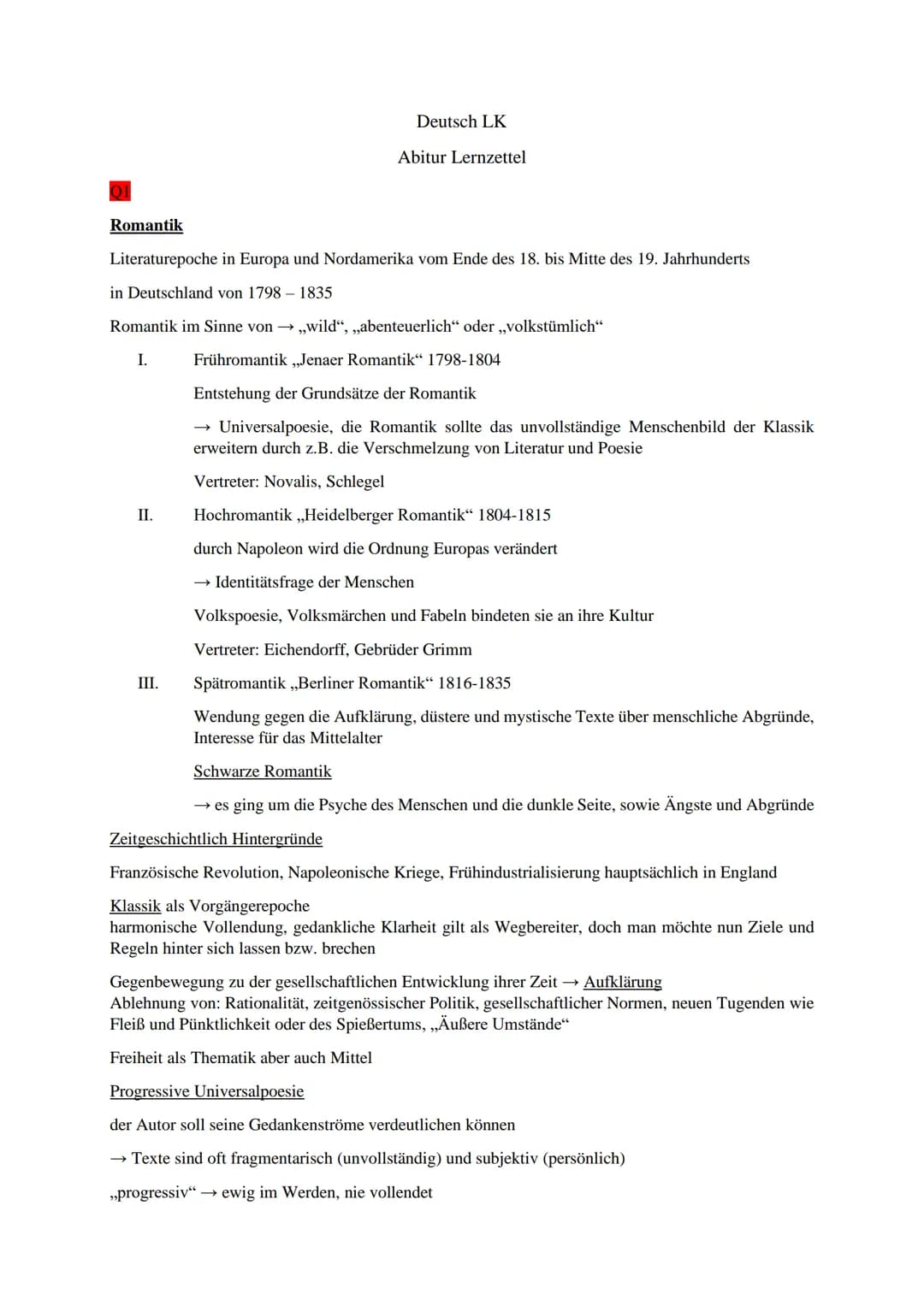 Romantik
Literaturepoche in Europa und Nordamerika vom Ende des 18. bis Mitte des 19. Jahrhunderts
in Deutschland von 1798-1835
Romantik im 