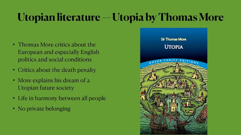 Utopia and Dystopia ●
Definition Utopia
Definition Dystopia
Features of Utopia
• Features of Dystopia
Examples of Utopia and Dystopia in
• M