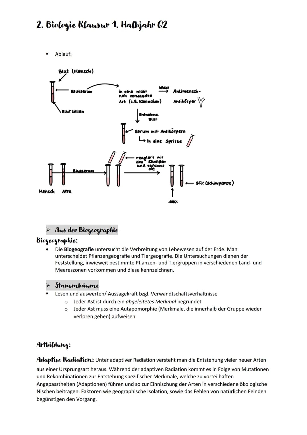 2. Biologie Klausur 1. Halbjahr Q2
Evolution
Belege der Evolution
➤ Aus der vergleichenden Anatomie/ Morphologie
Homologie
■
■
■
Analogie
▪
