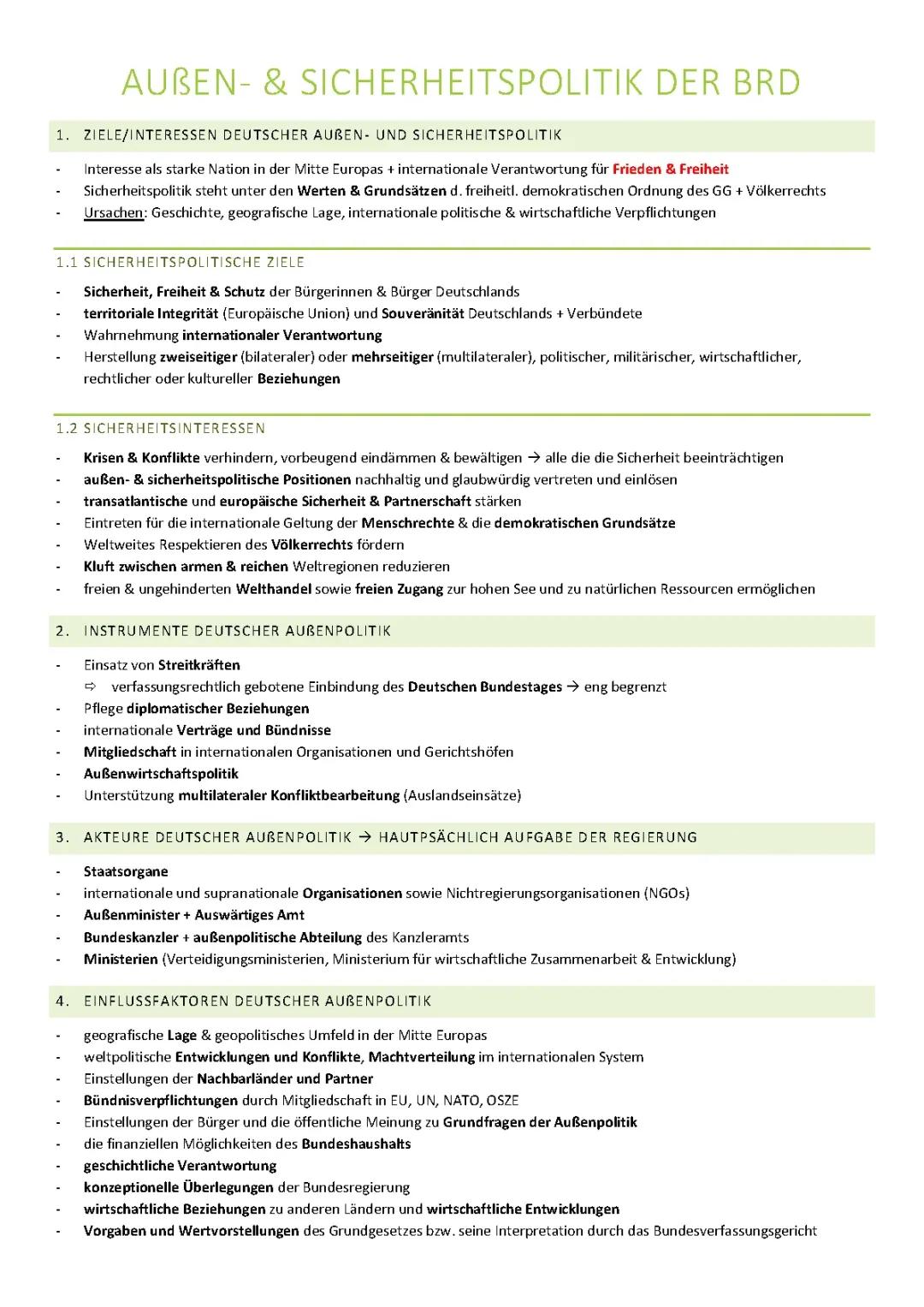 Außen- und Sicherheitspolitik der BRD & Bundeswehr