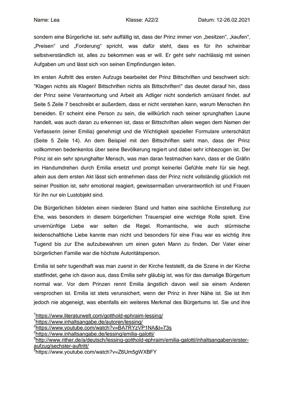 Name: Lea
Klasse: A22/2
2.) Deutsch Klasse 11: Die Literaturepoche der Aufklärung
Interpretation eines Dramenauszugs
(Aufgaben bis 12.02.202