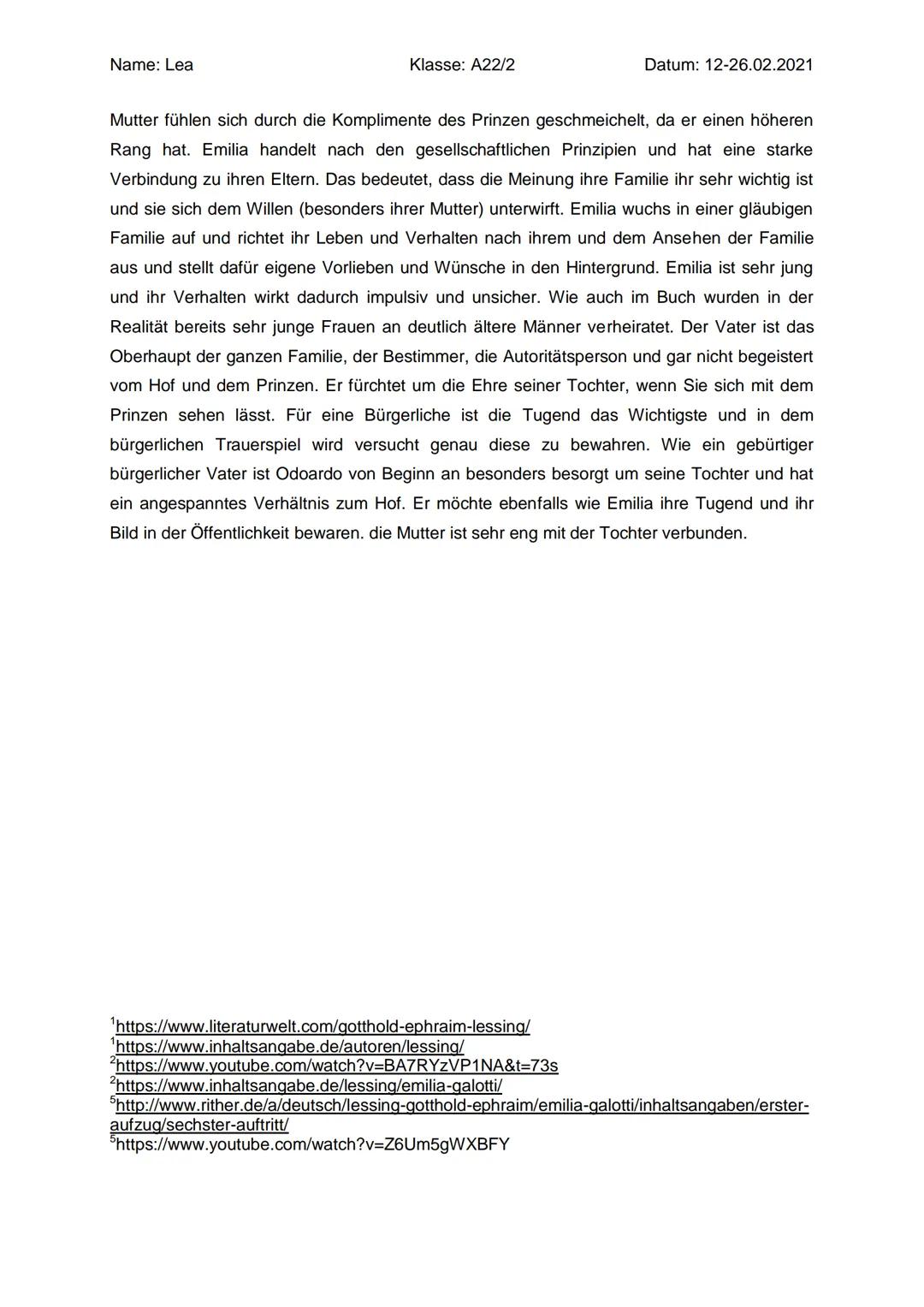 Name: Lea
Klasse: A22/2
2.) Deutsch Klasse 11: Die Literaturepoche der Aufklärung
Interpretation eines Dramenauszugs
(Aufgaben bis 12.02.202