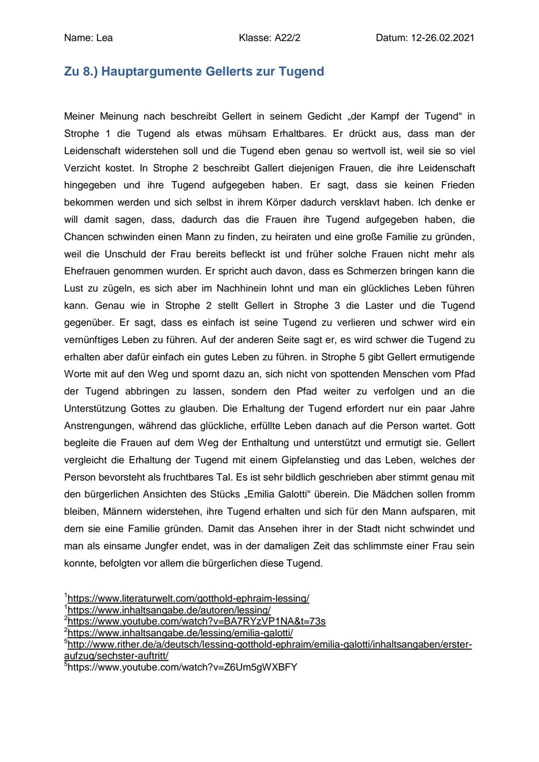 Name: Lea
Klasse: A22/2
2.) Deutsch Klasse 11: Die Literaturepoche der Aufklärung
Interpretation eines Dramenauszugs
(Aufgaben bis 12.02.202