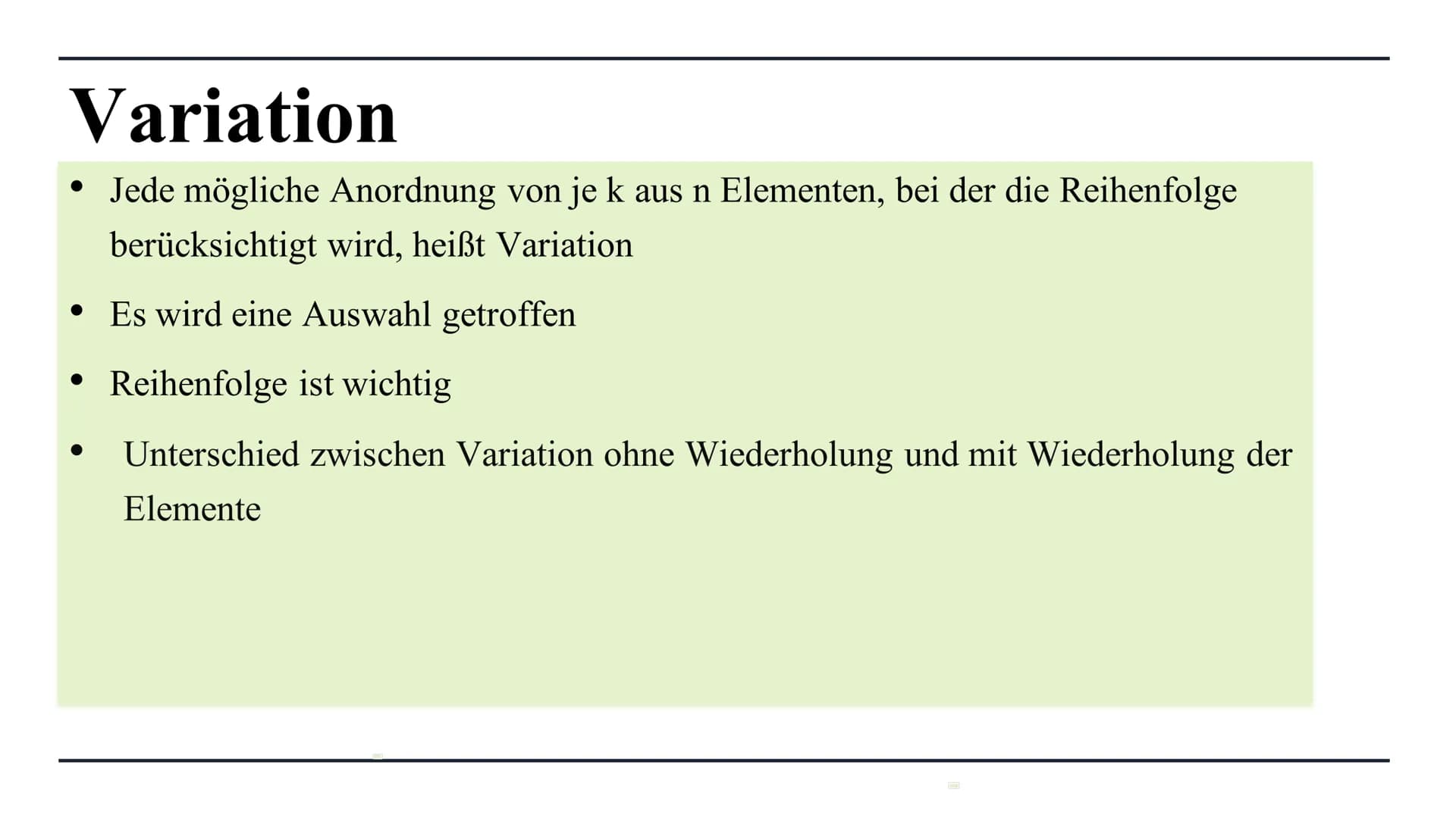 Kombinatorik
w
SEPT
THEED
FET
RECAR Gliederung
●
Allgemeines
Kombinatorik
Permutation
Variation
➤ Kombination
Quellen Allgemein
Teilgebiet d
