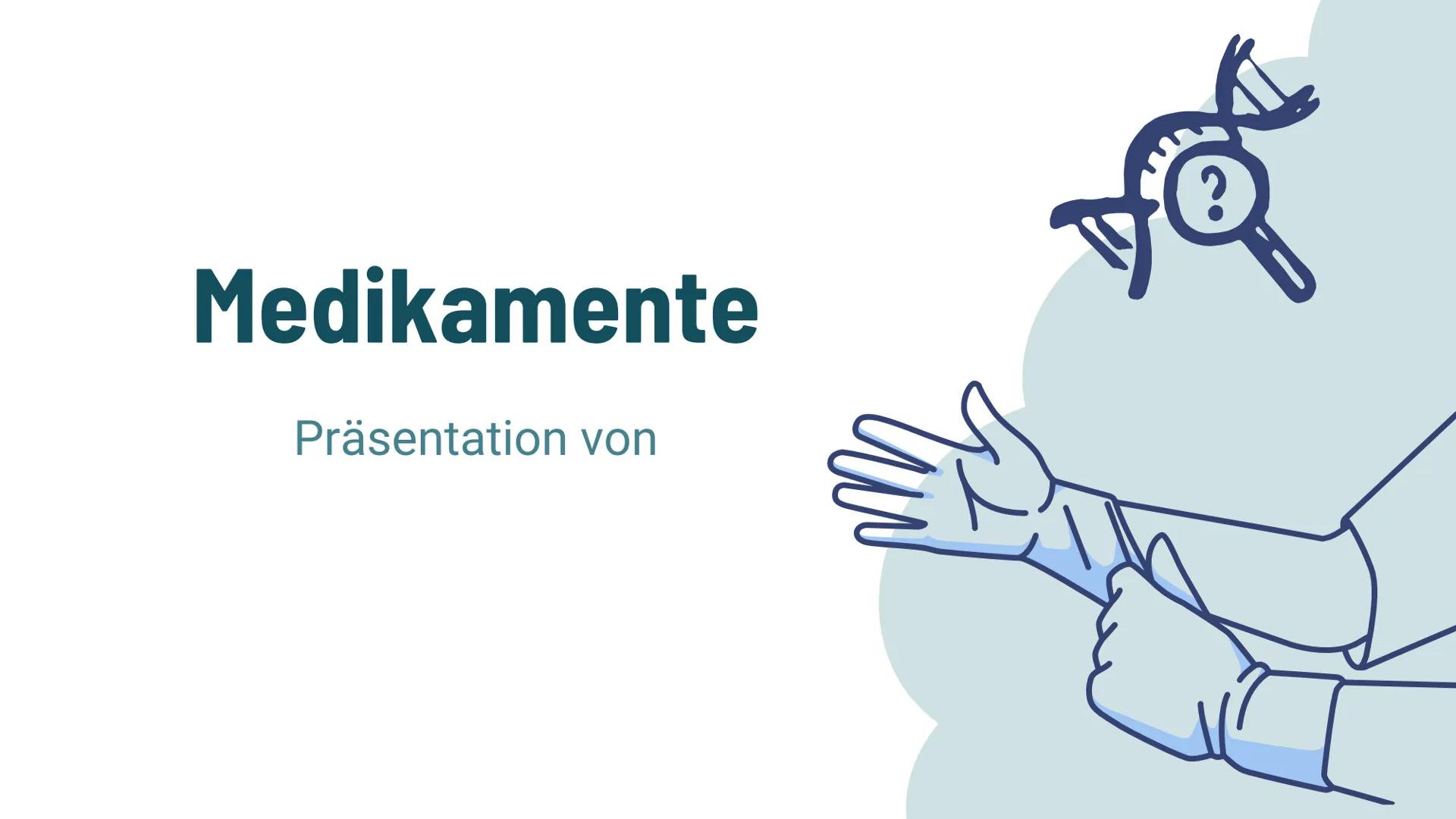 Medikamente
Präsentation von Inwiefern nehmen
Medikamente Einfluss auf
unseren Körper? Gliederung
1. Definition
2. Rechtliche Grundlagen
Dar