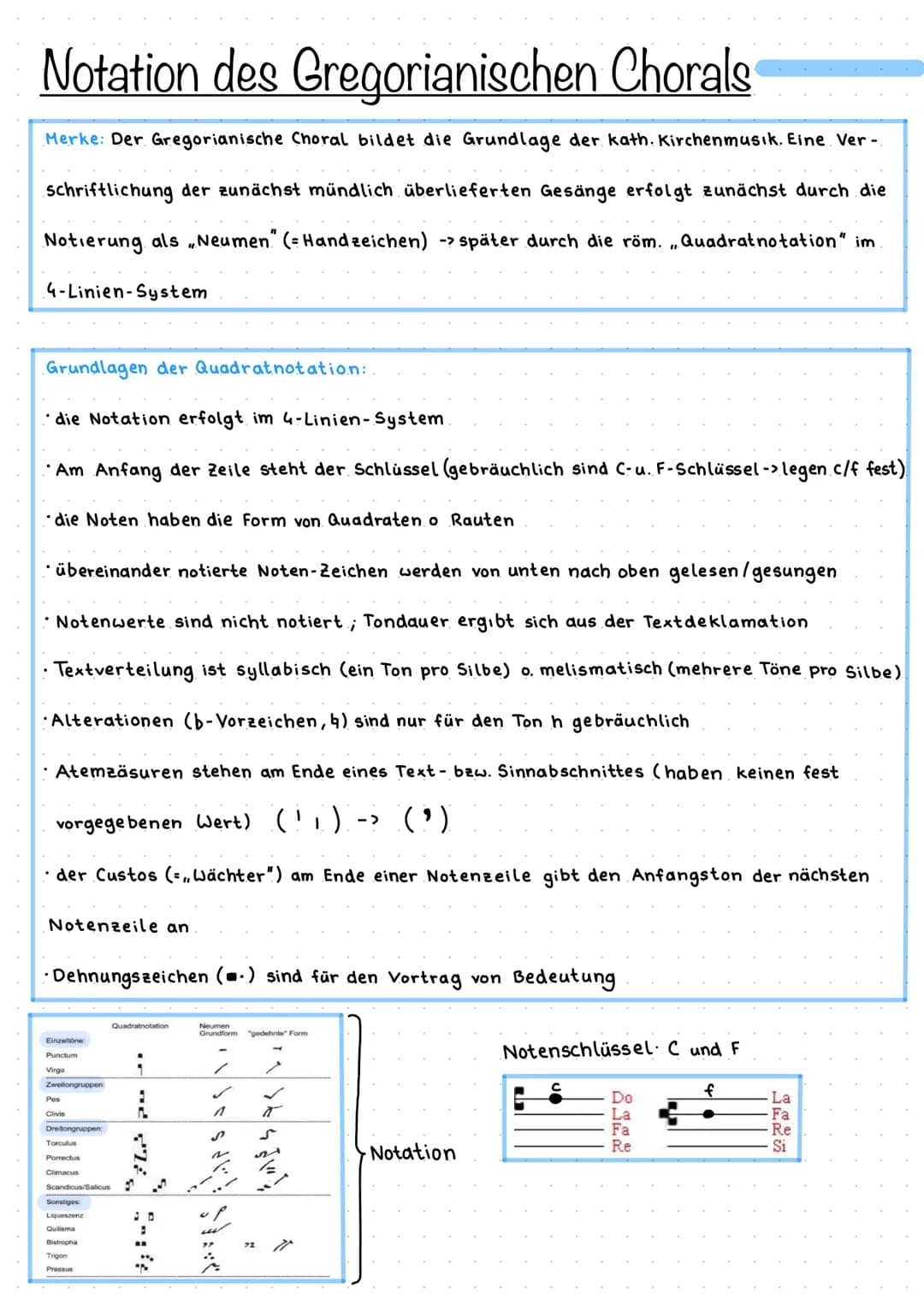 Mittelalter
->
› Beginn: ca. im 9. Jahrhundert
-> Ende: ca. im 15. Jahrhundert (endet mit der beginnenden Neuzeit)
Unterteilung:
Gregorianik