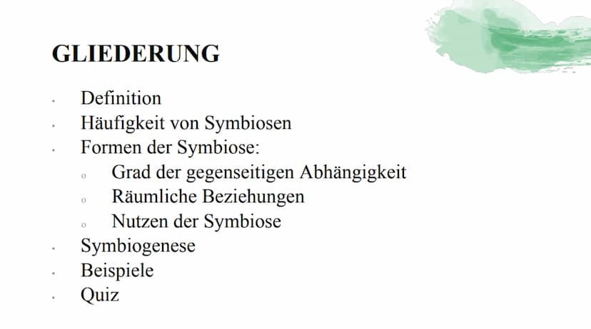 Symbiose Definition:
Die Symbiose ist eine Wechselbeziehung
zwischen artverschiedenen Organismen
voneinander sind.
die
Beide Partner ziehen 