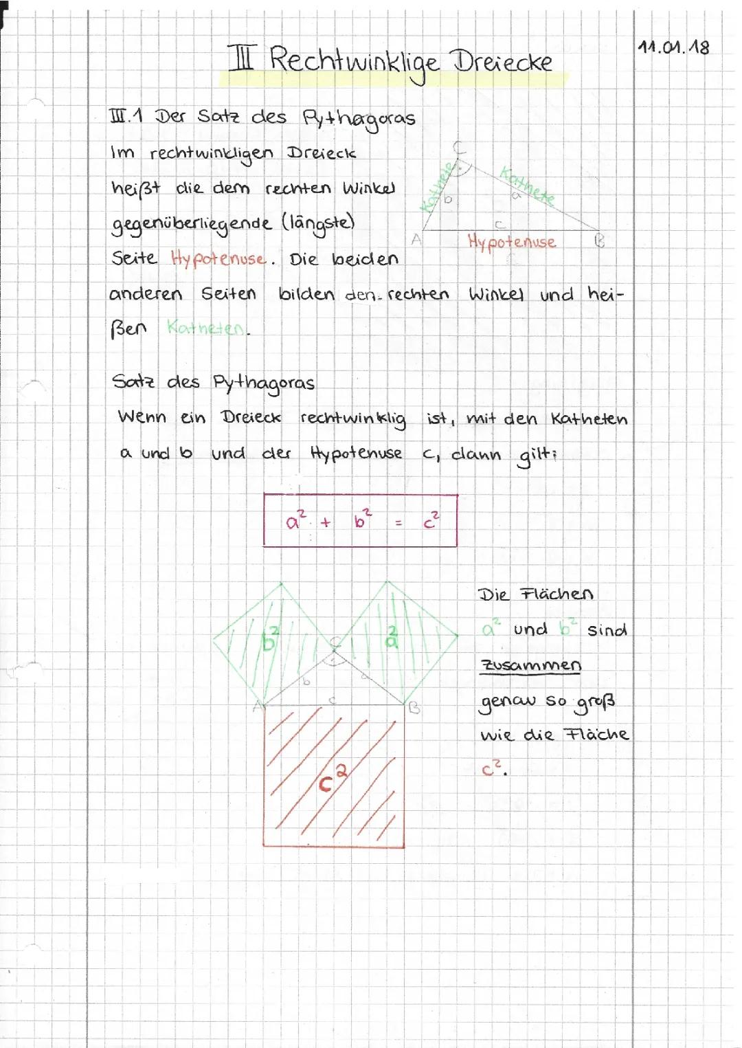 Verstehe den Satz des Pythagoras am rechtwinkligen Dreieck – Flächenberechnung einfach erklärt!