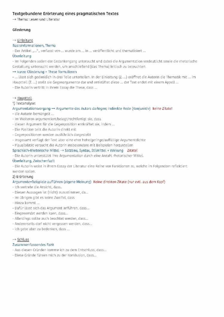 Know Lernzettel Textgebundene Erörterung  thumbnail