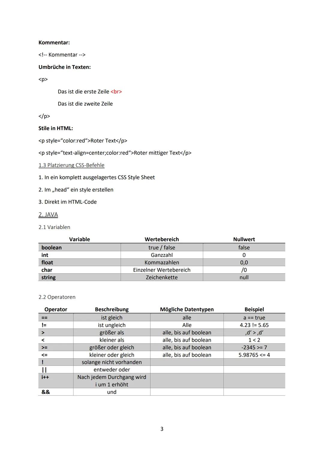 1. HTML
1.1 Das Grundgerüst
<!DOCTYPE html> Dokumenttyp-Deklaration
<html lang="de"> HTML- Element mit Sprachkürzel
<head> Informationen übe