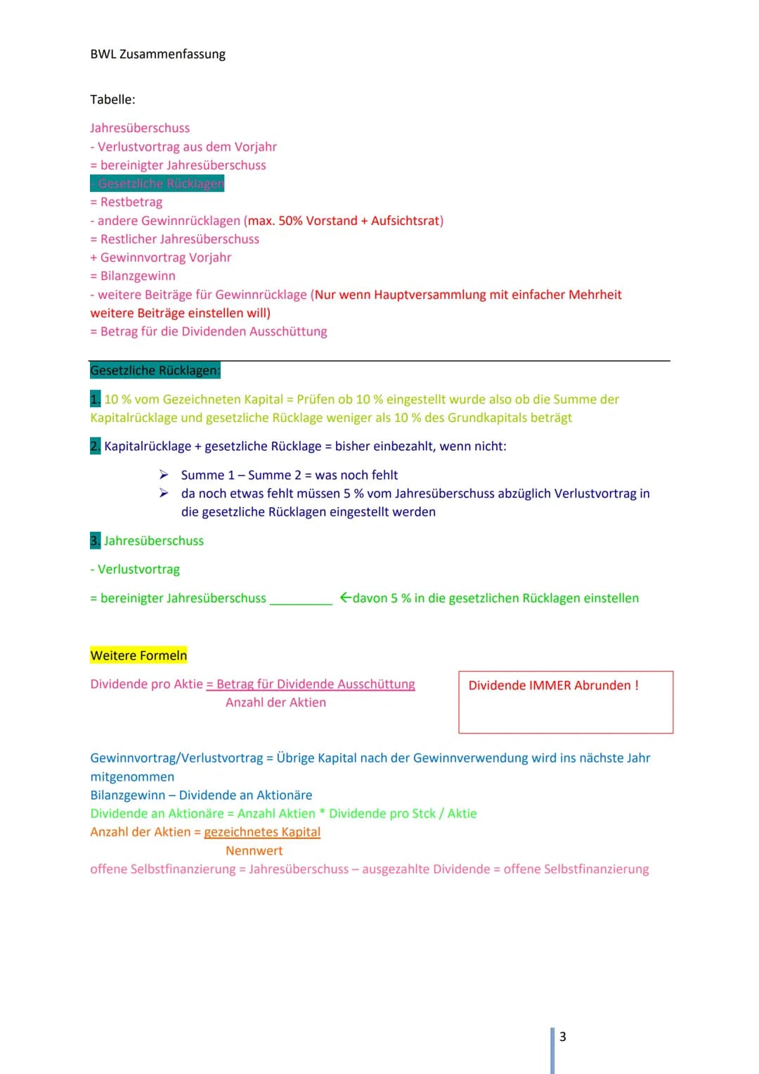 BWL Zusammenfassung
C Finanzierung und Investition
Finanzierung
Finanzierungsarten Überblick
= Außenfinanzierung
(Geld kommt von außerhalb v