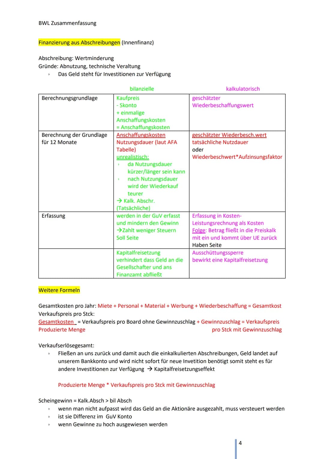 BWL Zusammenfassung
C Finanzierung und Investition
Finanzierung
Finanzierungsarten Überblick
= Außenfinanzierung
(Geld kommt von außerhalb v