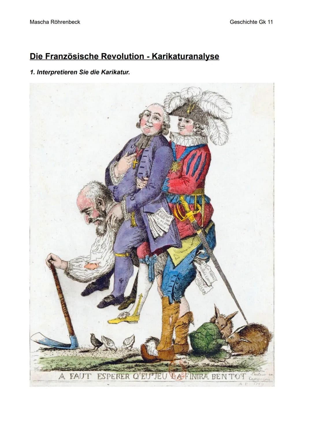 Mascha Röhrenbeck
Die Französische Revolution - Karikaturanalyse
1. Interpretieren Sie die Karikatur.
PERT
ension
ation
Baveb
BBe De.
et pai