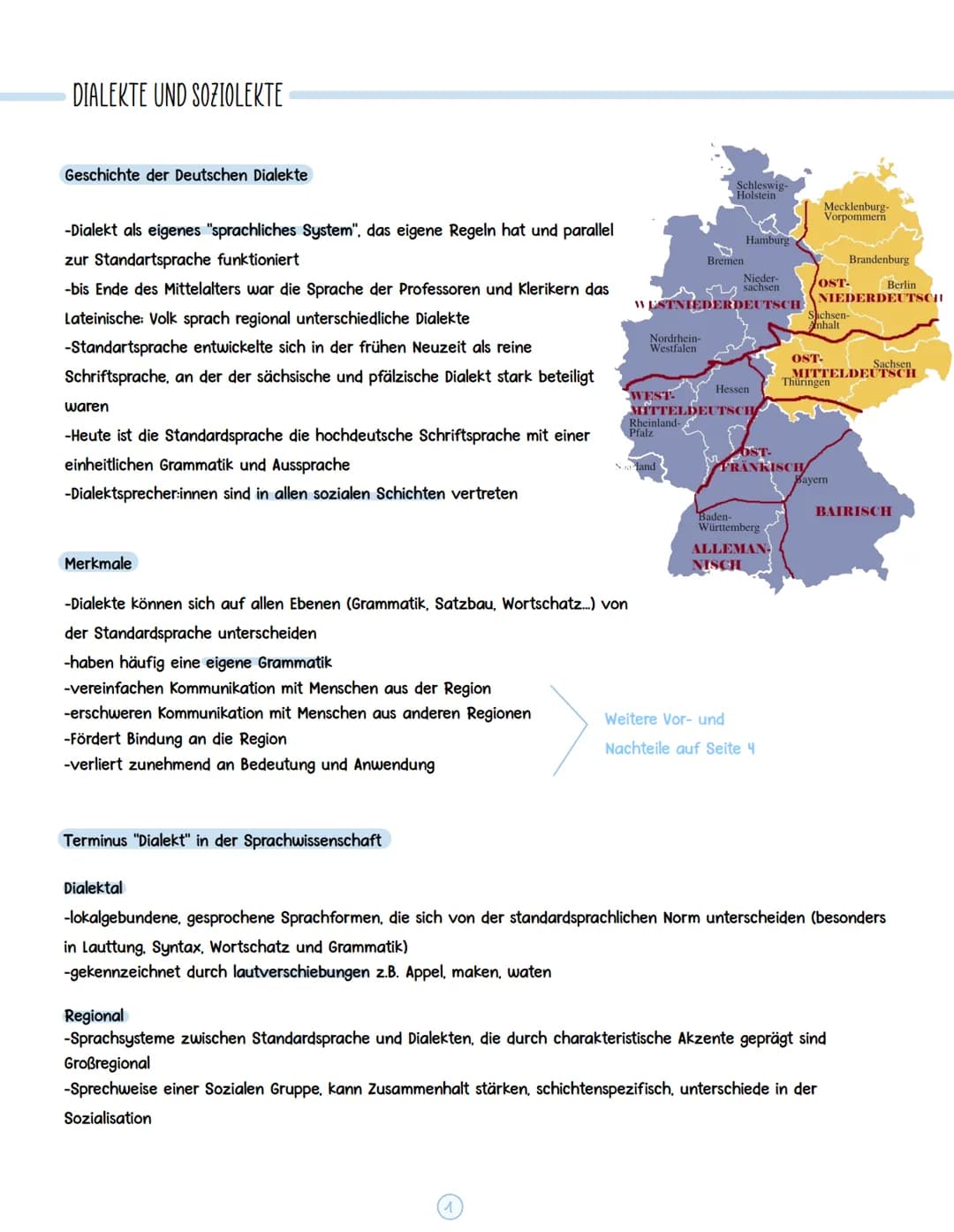 DIALEKTE UND SOZIOLEKTE
Geschichte der Deutschen Dialekte
-Dialekt als eigenes "sprachliches System", das eigene Regeln hat und parallel
zur