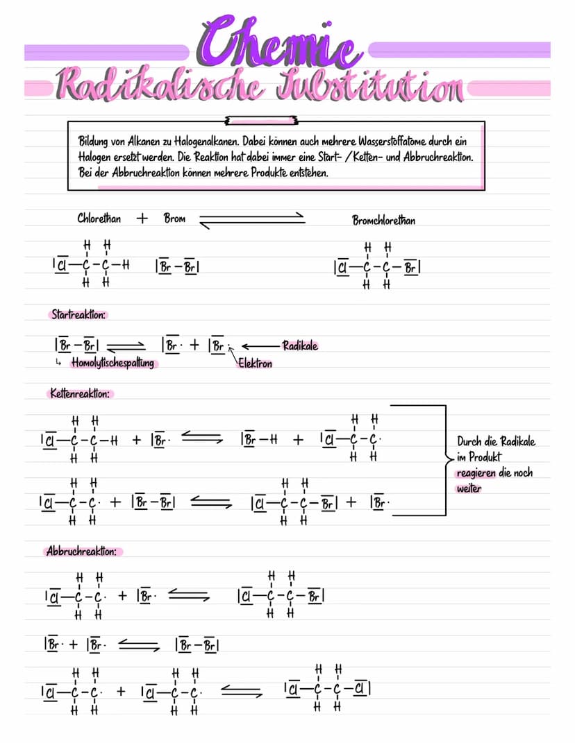 Chemie
Elektrophile Addition
4.
2.
#²
Hohe Anziehung
===c₂
Das Brom-Ion greift immer auf
der Rückseite des Bromonium-
Ions an. Dort bildet s
