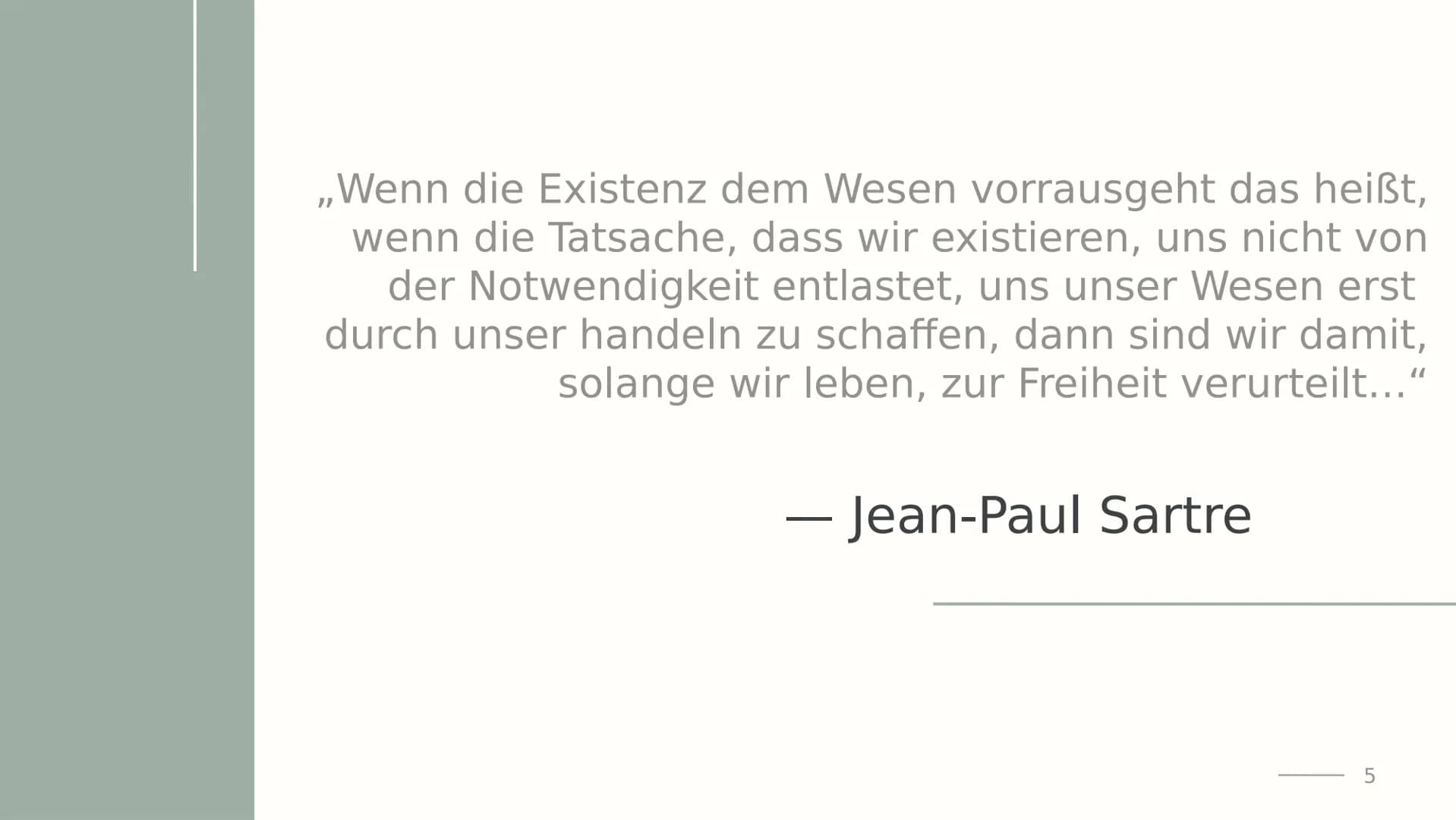 Exentialismu
s nach
Sartre
Von Lena
1 Agenda
01 Biografie
02 Essenz & Existenz
03 Zur Freiheit verurteilt
04 Seinsbereiche
05 Authentizität
