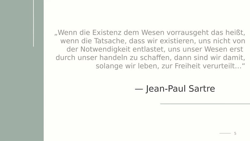 Exentialismu
s nach
Sartre
Von Lena
1 Agenda
01 Biografie
02 Essenz & Existenz
03 Zur Freiheit verurteilt
04 Seinsbereiche
05 Authentizität
