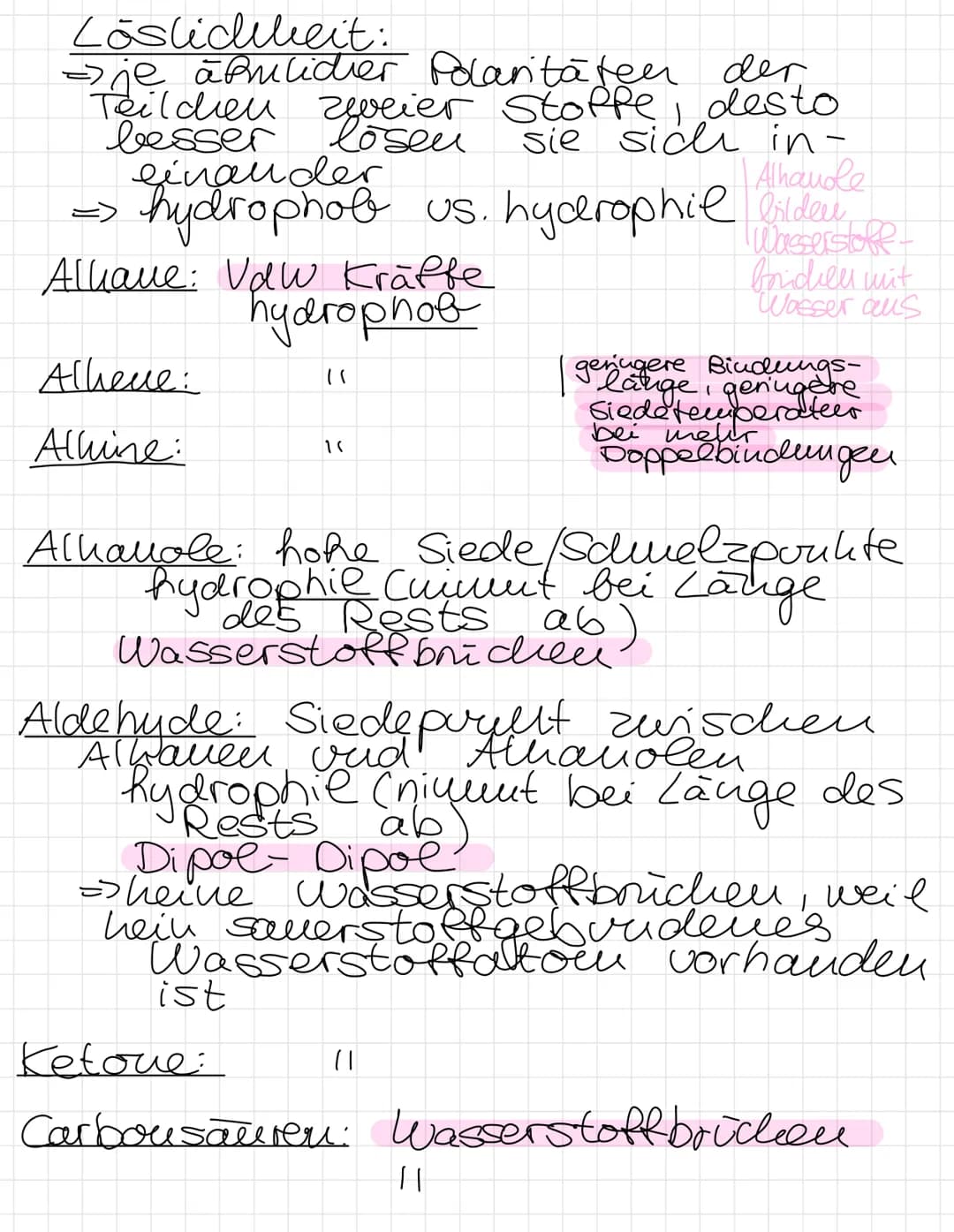 Organik Lernzettel
→ Verbindungen von Kohlenstoff
Funktionelle Gruppen Übersicht:
-OH : Hydroxy@gruppe
-I-ce: Halogenid
- CO
;
nicht endstän