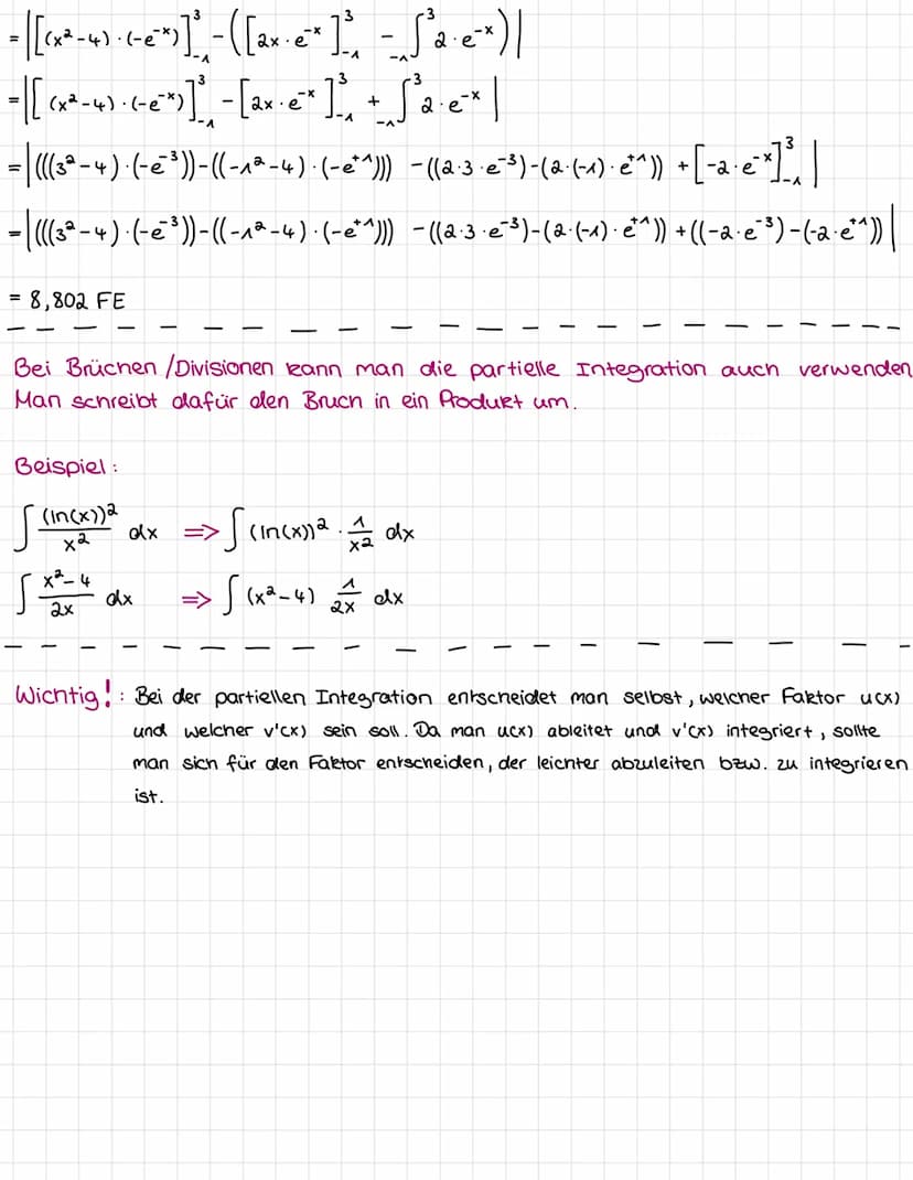 Partielle Integration
Die Partielle Integration benotigt man, wenn man ein Integral über einen Funktionsterm
berechnen soll, der sich als Pr