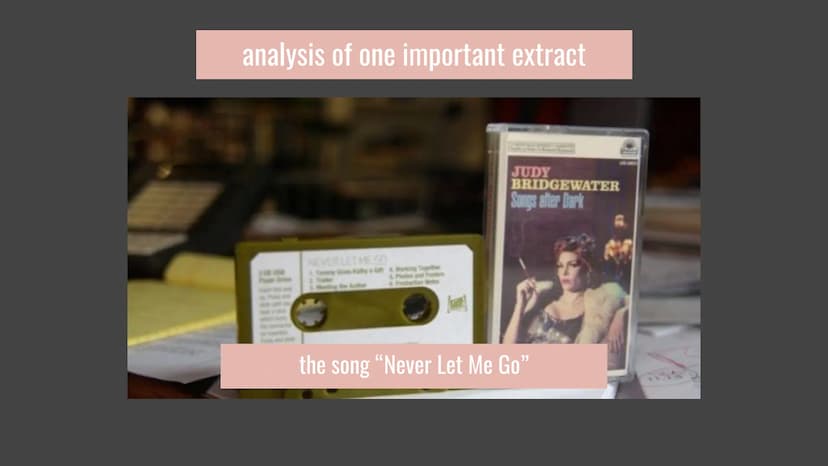 Never Let Me Go Table of content
plot and settings
themes & topics
characters
analysis of one specific scene Plot and setting
Setting
takes 