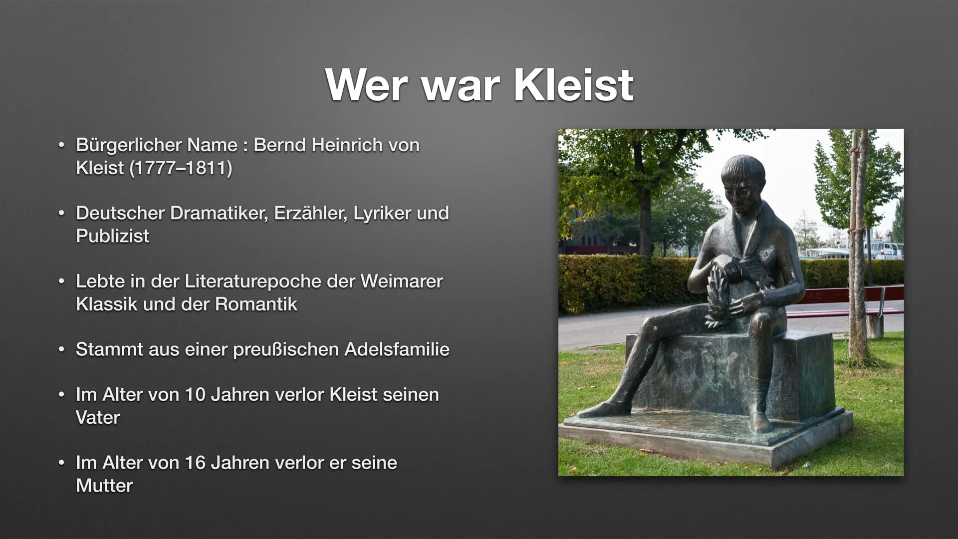 Kleists Weltbild und dessen Werke
Das Phänomen Kleist Inhaltsverzeichnis:
Wer war Heinrich von Kleist
Sein Leben
Seine Weltbild ●
●
●
●
●
We