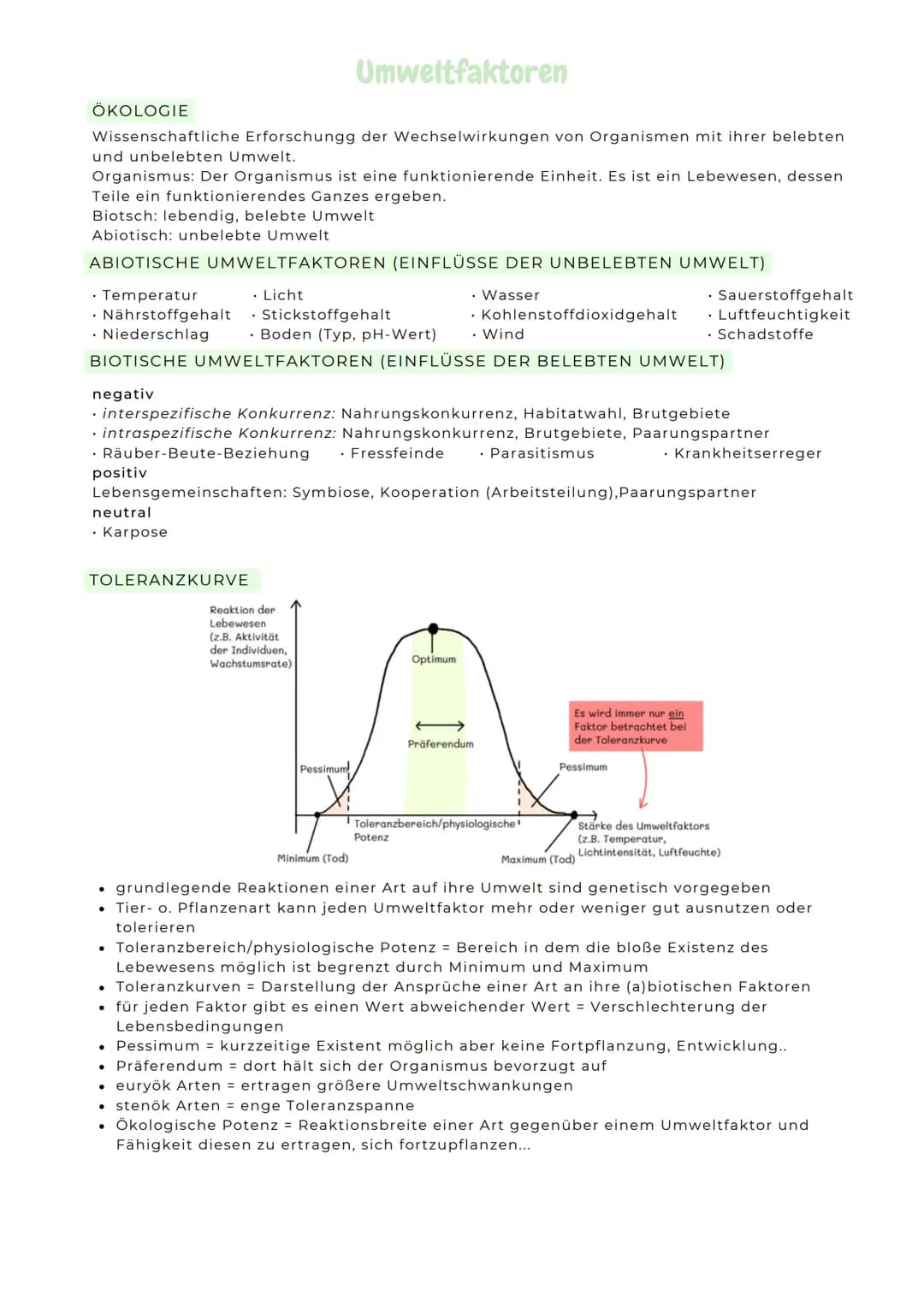 ABITURZUSAMMENFASSUNG
2023
Biologie LK
Ökologie Umweltfaktoren
ÖKOLOGIE
Wissenschaftliche Erforschungg der Wechselwirkungen von Organismen m