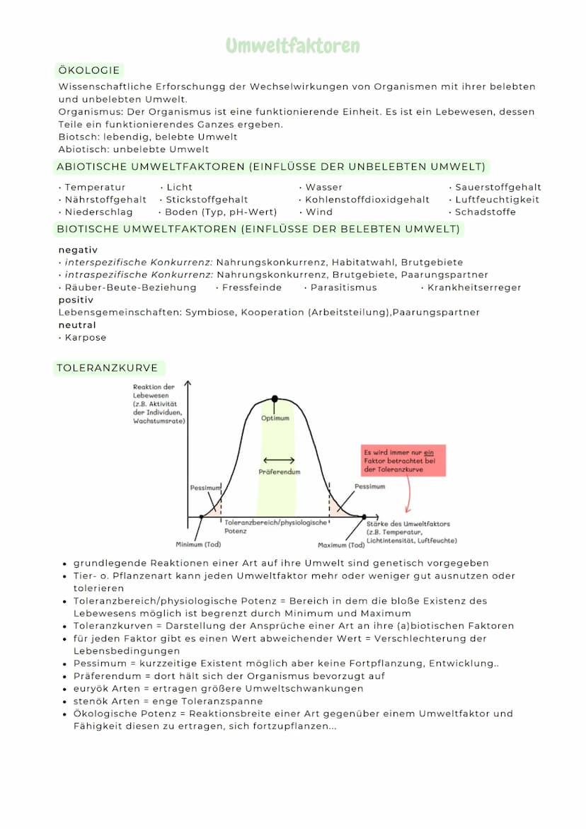 ABITURZUSAMMENFASSUNG
2023
Biologie LK
Ökologie Umweltfaktoren
ÖKOLOGIE
Wissenschaftliche Erforschungg der Wechselwirkungen von Organismen m