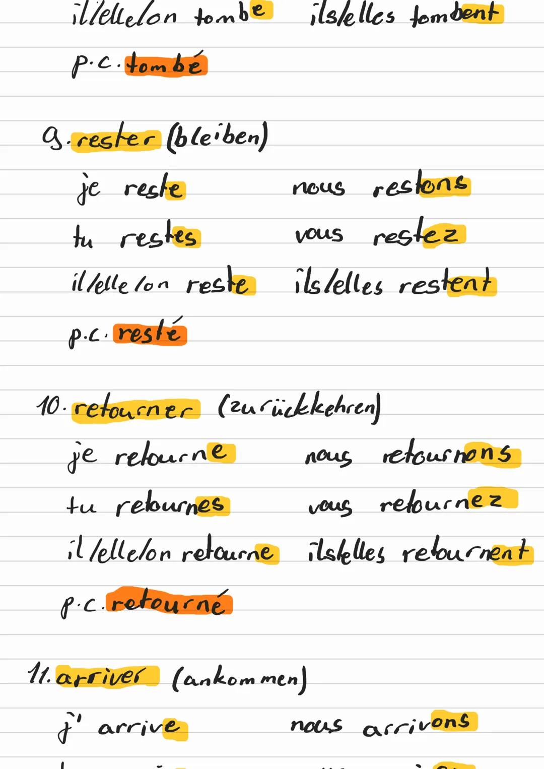 FRANZÖSISCH
Vergangenheitsform mit être
formen die mit être in die Vergangenheit gesetzt
werden!
1 monter = (hin) auf/einsteigen Vorsicht ni