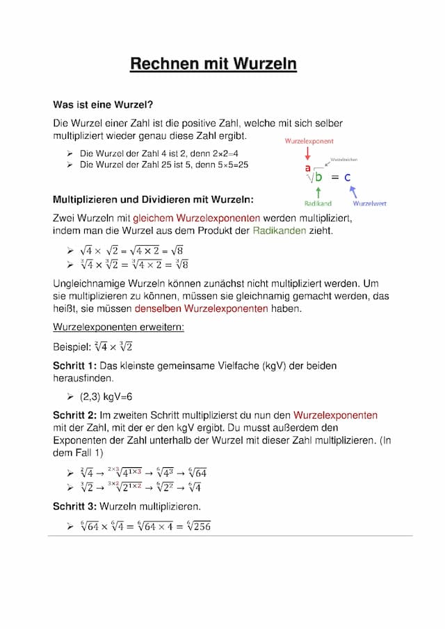 Know Rechnen mit Wurzeln thumbnail