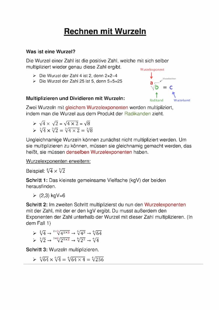 Know Rechnen mit Wurzeln thumbnail