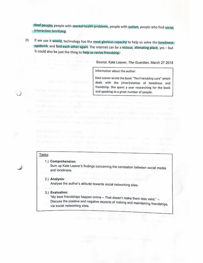 5
10
15
20
Exam No. 2- GK E EF
Topic: Meeting people - online and offline
Part A: Reading and Writing
Date: 17/12/2019
My best friendships h