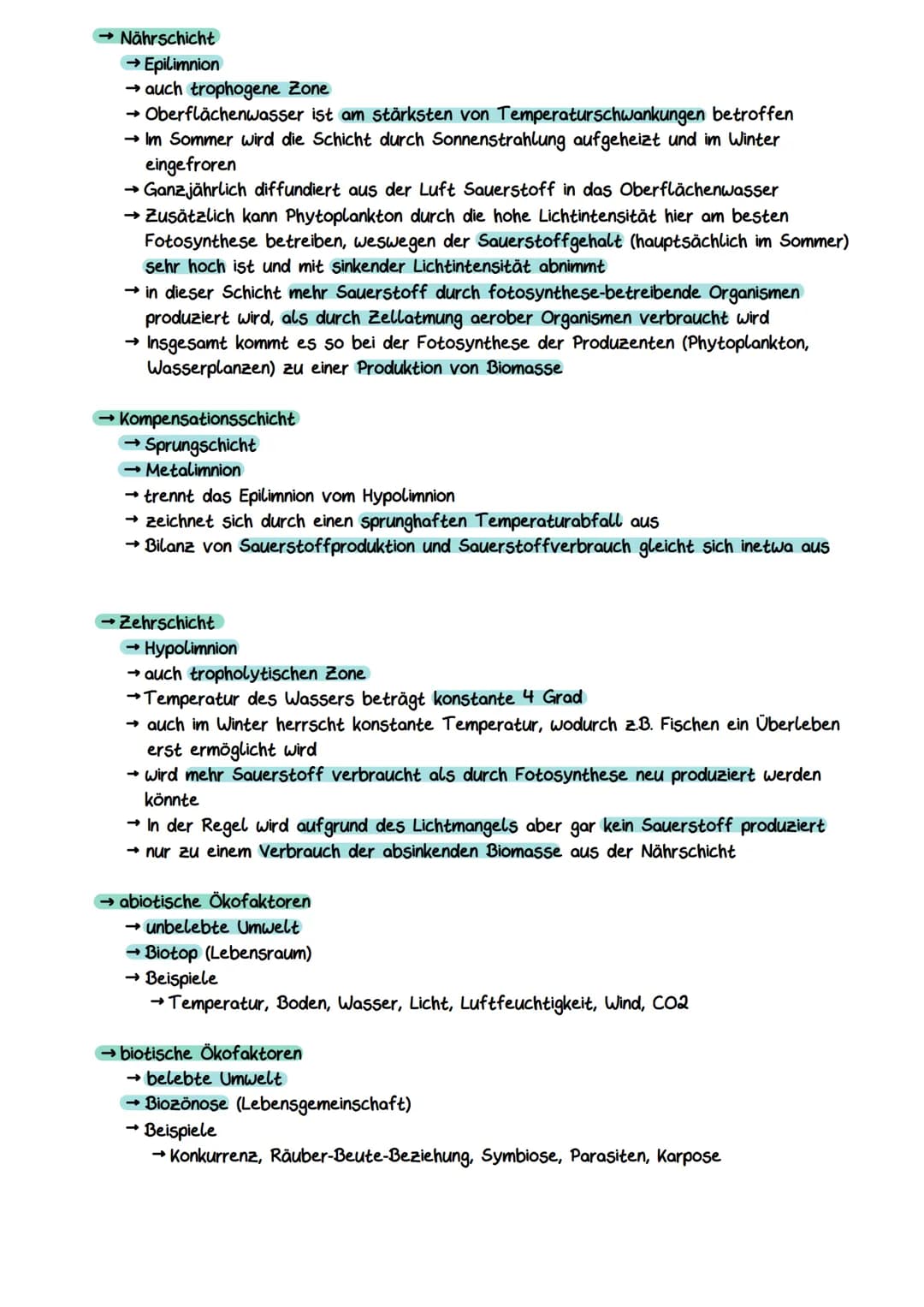 Gliederung eines Sees
Litoral
(Uferzone)
→ Pelagial
→Benthal
Ökocystem See
Benthal
(Bodenzone)
→Litoral
Pelagial
(Freiwasserzone)
Nährschich