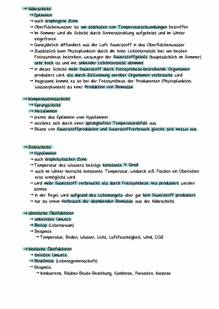 Gliederung eines Sees
Litoral
(Uferzone)
→ Pelagial
→Benthal
Ökocystem See
Benthal
(Bodenzone)
→Litoral
Pelagial
(Freiwasserzone)
Nährschich