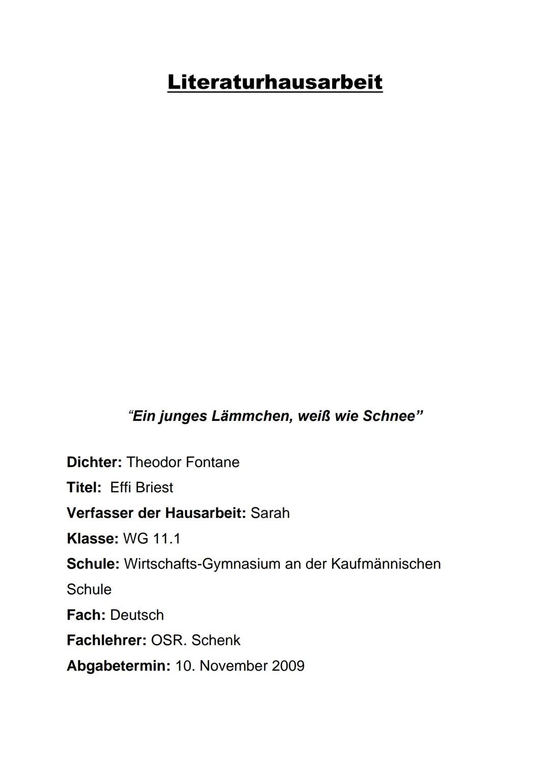 Effi Briest – Analyse, Zusammenfassung und wichtige Details