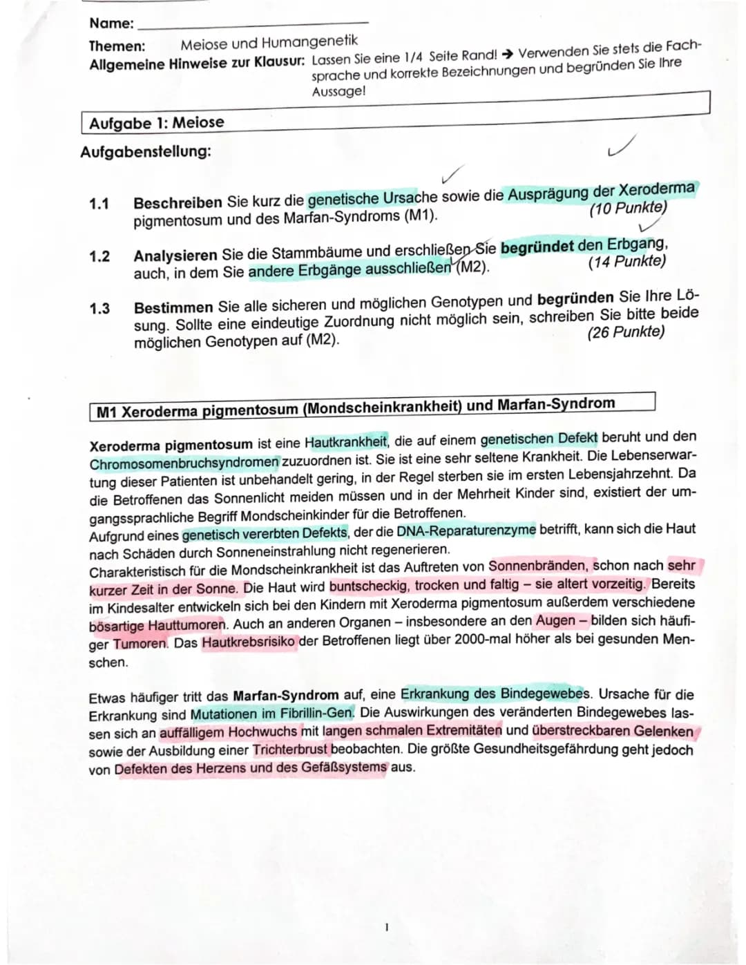 Meiose und Humangenetik GK