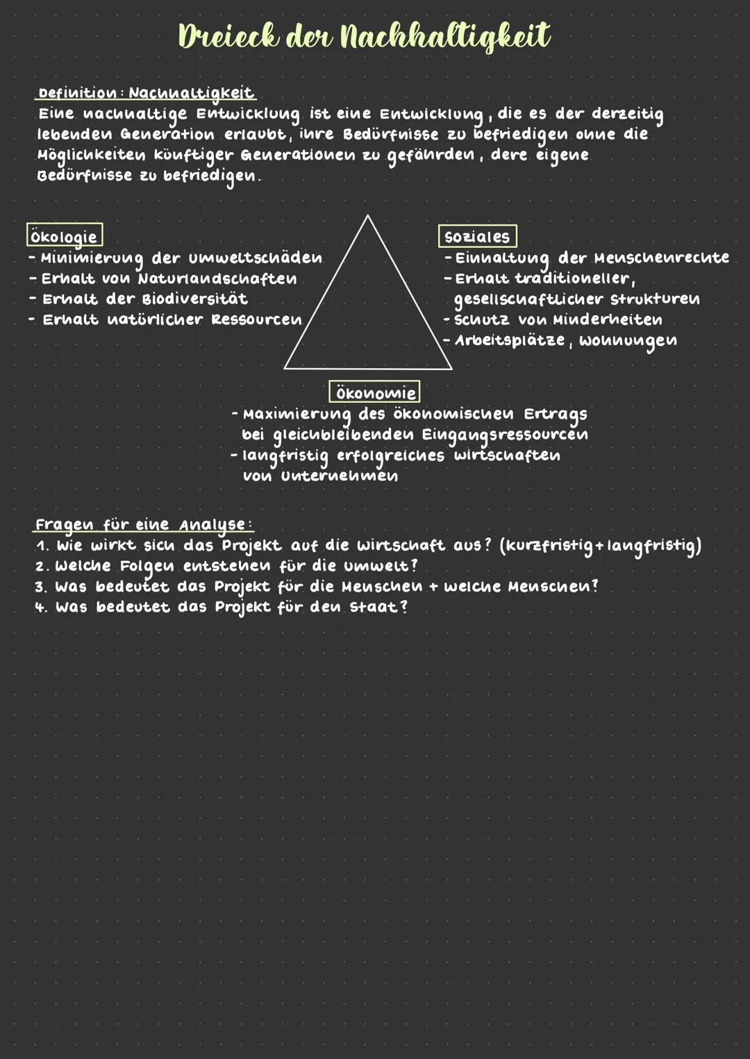 Dreieck der Nachhaltigkeit
Definition: Nachhaltigkeit
Eine nachhaltige Entwicklung ist eine Entwicklung, die es der derzeitig
lebenden Gener