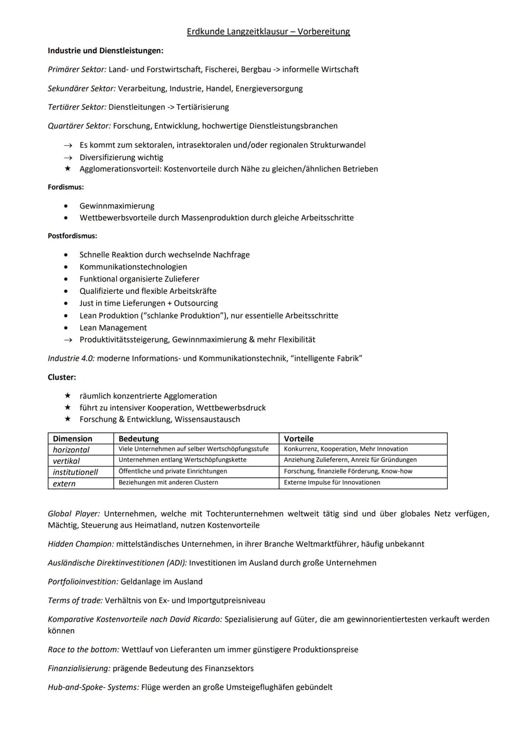 Industrie und Dienstleistungen:
Primärer Sektor: Land- und Forstwirtschaft, Fischerei, Bergbau -> informelle Wirtschaft
Sekundärer Sektor: V