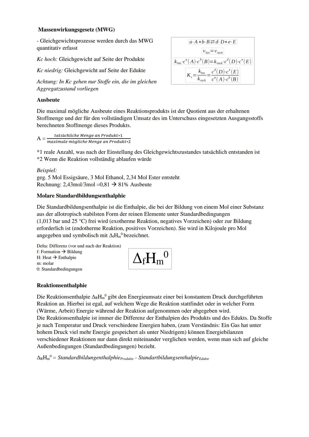 Chemie Lernzettel Q3 Nr.1
Chemisches Gleichgewicht
Das chemische Gleichgewicht bezeichnet den Zustand, in dem durch Hin- und Rückreaktion ei