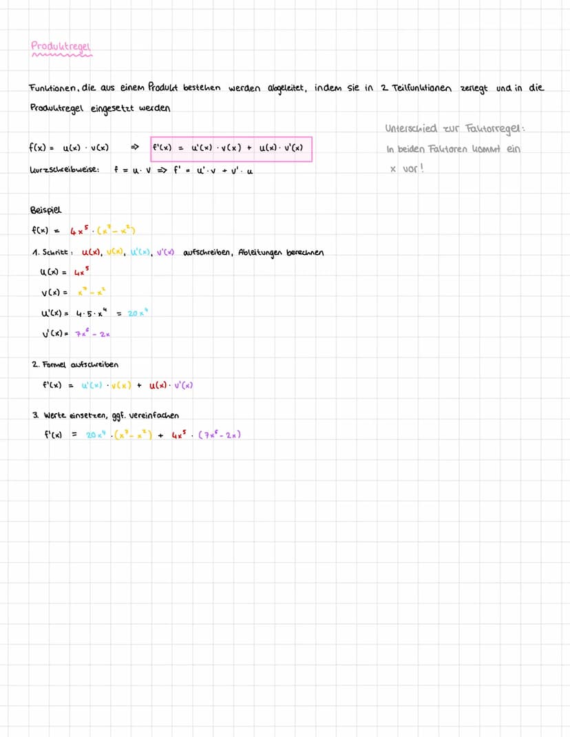 Die Ableitung f'(x) gibt die Tangentensteigung in einem bestimmten Punkt auf dem Graphen einer Funktion f(x) an.
И
!
y /// Ableitung
Funktio