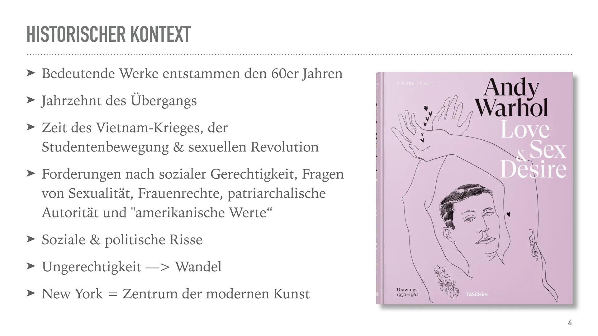 ANDY WARHOL INHALTSVERZEICHNIS

*   Andy Warhol
*   Historischer Kontext
*   Andy Warhols Kunst
*   Siebdruck
*   Werke
*   Zitat
*   Persön
