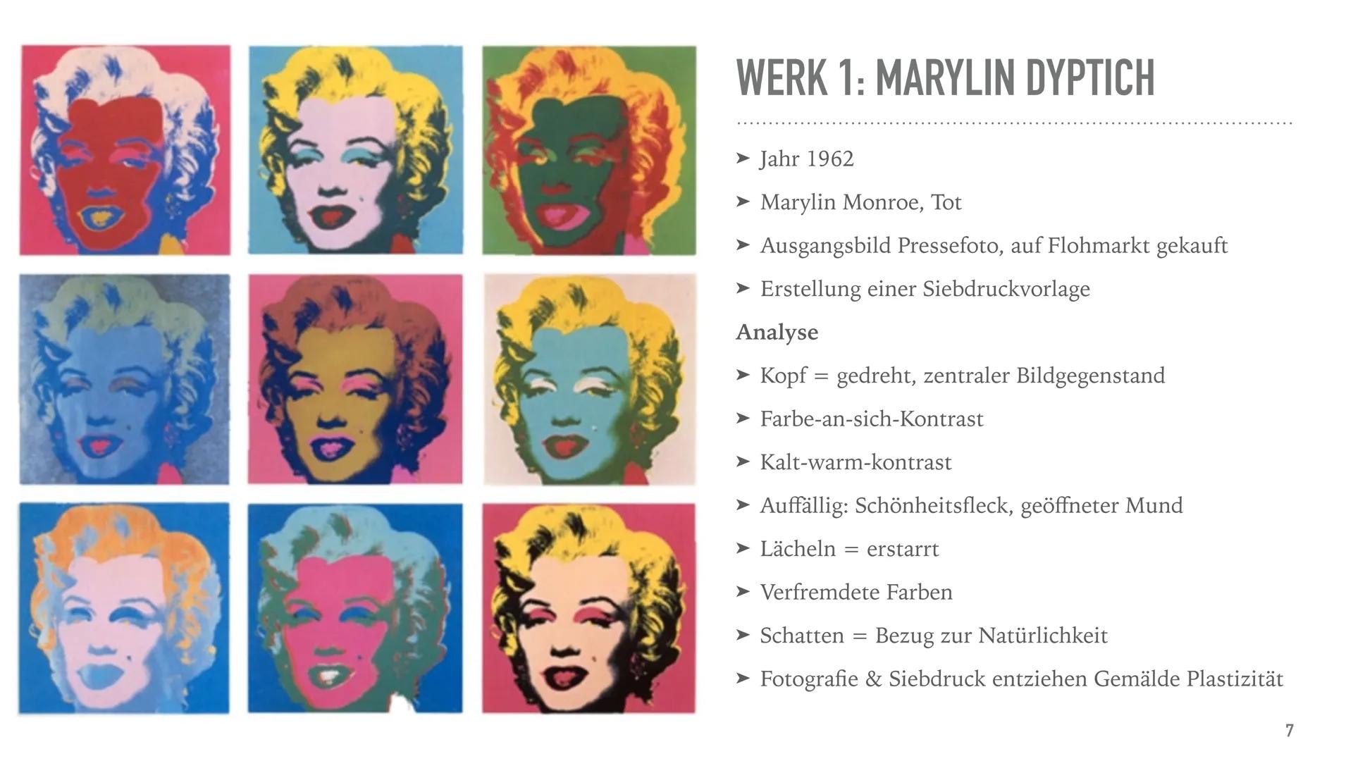 ANDY WARHOL INHALTSVERZEICHNIS

*   Andy Warhol
*   Historischer Kontext
*   Andy Warhols Kunst
*   Siebdruck
*   Werke
*   Zitat
*   Persön